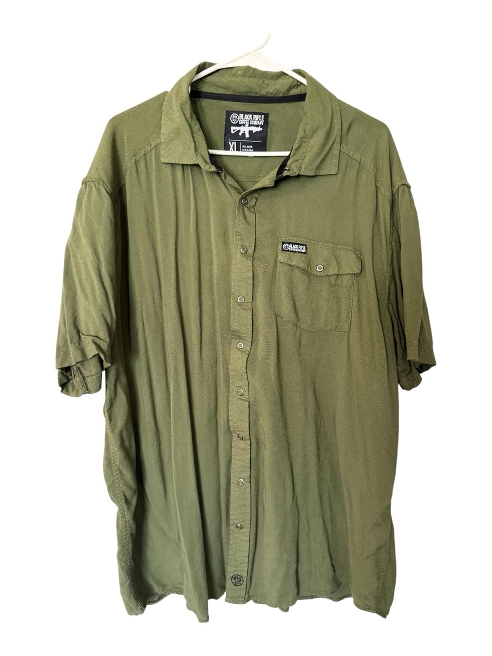Black Rifle Coffee Co. Olive Green Short-Sleeve Button-Down Shirt - XL